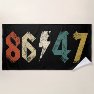 8647 Anti Trump Retro Vintage 80s Rock Style Beach Towel