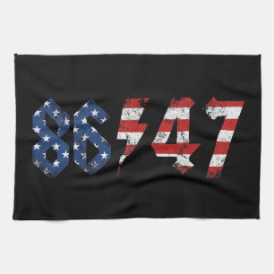 8647 Anti Trump Retro Vintage 80s Rock Style Tea Towel