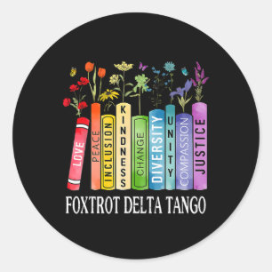 8647 Foxtrots Tangos Deltas Book Flower Resist Boo Classic Round Sticker