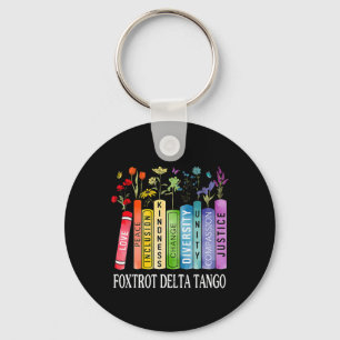 8647 Foxtrots Tangos Deltas Book Flower Resist Boo Key Ring