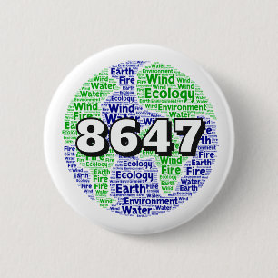 8647 Planet Earth Ecology Word Art 6 Cm Round Badge