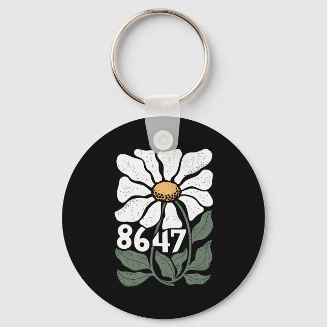 8647 Resist Subtle Daisy Floral Foxtrot Delta Tang Key Ring (Front)