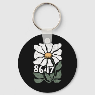 8647 Resist Subtle Daisy Floral Foxtrot Delta Tang Key Ring