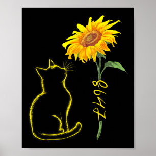 8647 Subtle Anti Trump 86 47 Cat Sunflower Floral  Poster