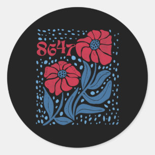 8647 Subtle Anti Trump 86 47 Floral Boho Style 4  Classic Round Sticker