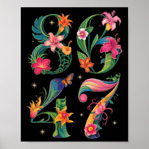 8647 Subtle Anti Trump 86 47 Floral Boho Style 5 Poster