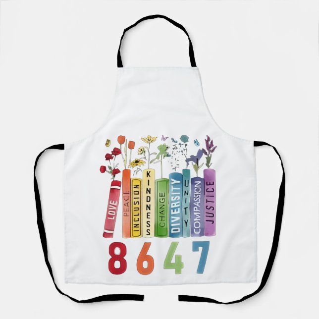 8647 Subtle Anti Trump Anti MAGA 86 47 Floral LGBT Apron (Front)