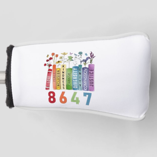 8647 Subtle Anti Trump Anti MAGA 86 47 Floral LGBT Golf Head Cover (Front)