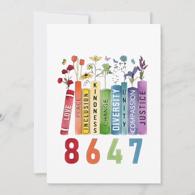 8647 Subtle Anti Trump Anti MAGA 86 47 Floral LGBT Holiday Card (Front)