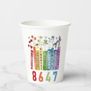 8647 Subtle Anti Trump Anti MAGA 86 47 Floral LGBT Paper Cups