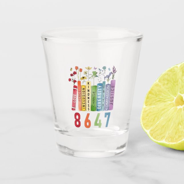 8647 Subtle Anti Trump Anti MAGA 86 47 Floral LGBT Shot Glass (Front)