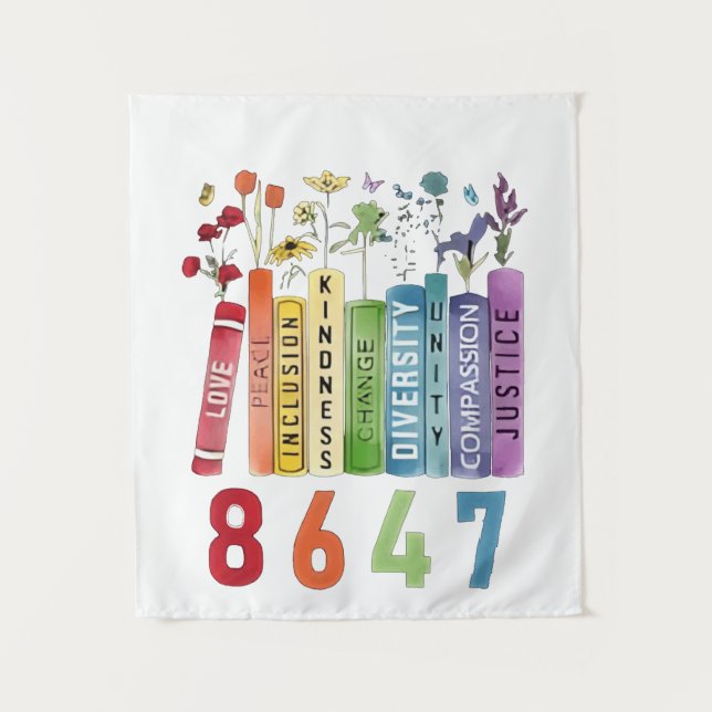 8647 Subtle Anti Trump Anti MAGA 86 47 Floral LGBT Tapestry (Front)