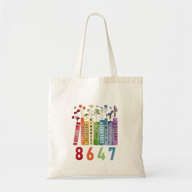 8647 Subtle Anti Trump Anti MAGA 86 47 Floral LGBT Tote Bag (Front)