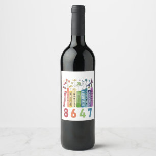 8647 Subtle Anti Trump Anti MAGA 86 47 Floral LGBT Wine Label