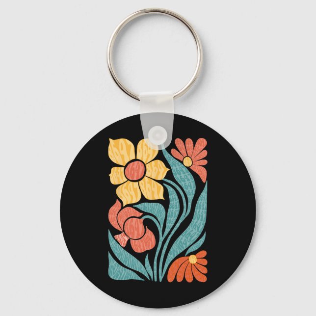 8647 Subtle Anti Trump Floral Boho  Key Ring (Front)