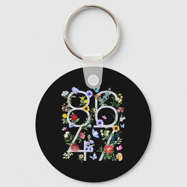 8647 Subtle Anti Trump Floral Boho  Key Ring (Front)