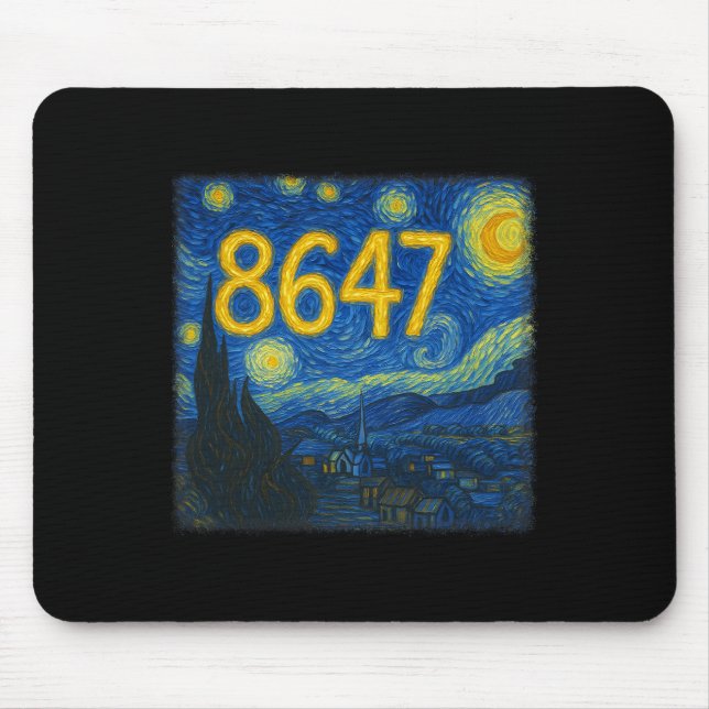 8647 Subtle Resist Trump Van Gogh Starry Night Pol Mouse Pad (Front)