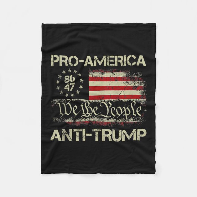8647 We The People Pro-america Anti-trump Tank Top Fleece Blanket (Front)