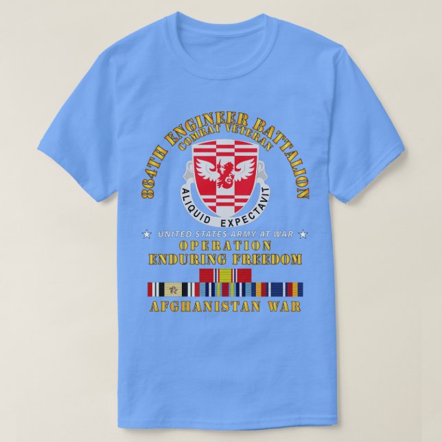 864th Eng Bn Enduring Freedom Veteran w AFGHAN SVC T-Shirt (Design Front)