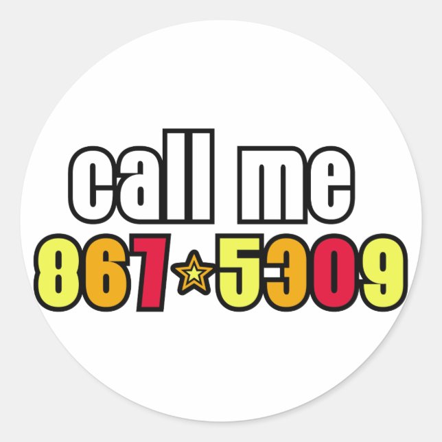 867-5309 CLASSIC ROUND STICKER (Front)