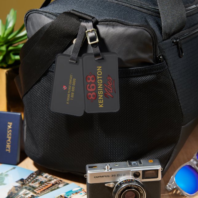 868 VIBES in Red Text Luggage Tag (Front & Back)