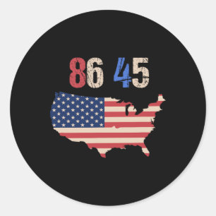 86 45 Patriotic Resist Trump Vintage Flag Shirt Classic Round Sticker