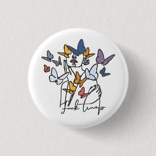 86 47 Anti Trump Floral T-Shirt, Impeach President 3 Cm Round Badge