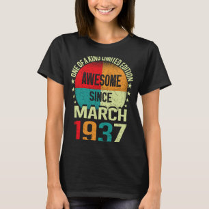 86 Year Awesome Since March 1937 Vintage 86th Birt T-Shirt