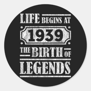 86 Year Old 1939 Birth Of Legend 86th Birthday Classic Round Sticker