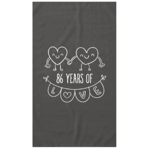 86th Anniversary Gift Chalk Hearts Tablecloth