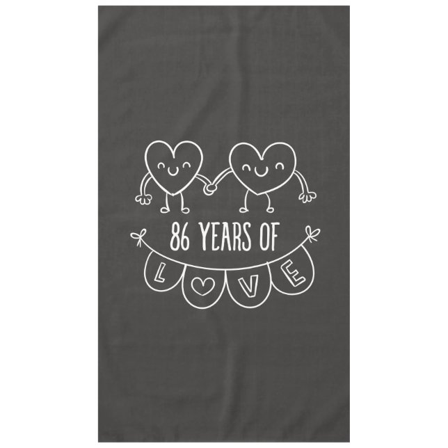 86th Anniversary Gift Chalk Hearts Tablecloth (Front)