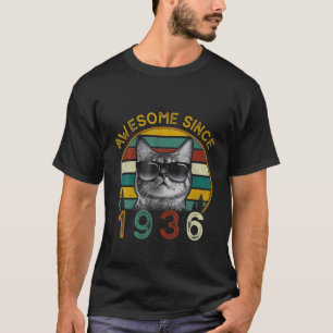 86Th Bday Vintage Cat 86 Years Funny Awesome Since T-Shirt