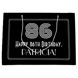 86th Birthday — Art Deco Inspired Look "86" & Na Large Gift Bag