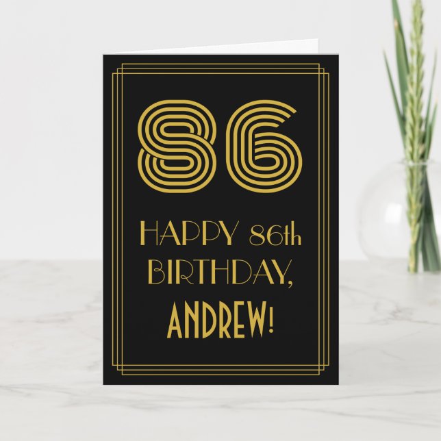 86th Birthday: Art Deco Inspired Look "86" & Name Card (Front)