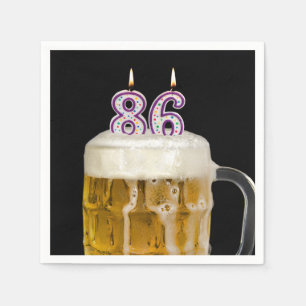 86th Birthday Beer on black Napkin