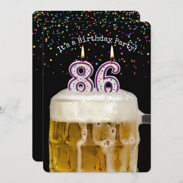 86th Birthday Candle Party Invitation (Front/Back)