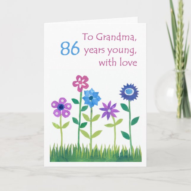 86th Birthday Card for a Grandmother - Flowers (Front)