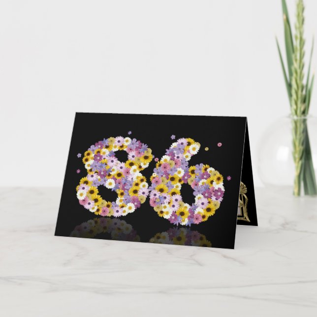 86th birthday card with flowery letters (Front)