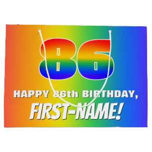 86th Birthday: Colourful, Fun Rainbow Pattern # 86 Large Gift Bag