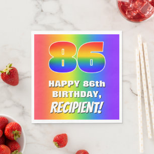 86th Birthday: Colourful, Fun Rainbow Pattern # 86 Napkin