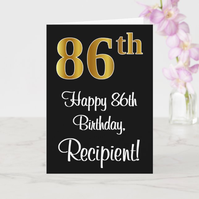 86th Birthday ~ Elegant Luxurious Faux Gold Look # Card (Orchid)