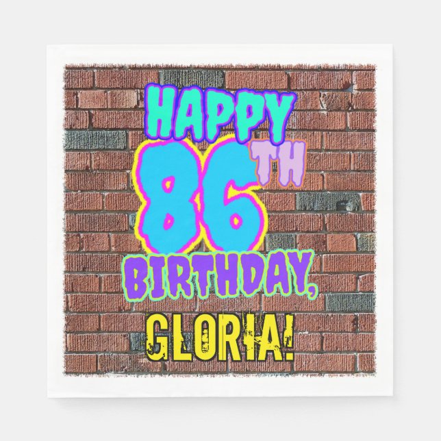 86th Birthday ~ Fun, Urban Graffiti Inspired Look Napkin (Front)