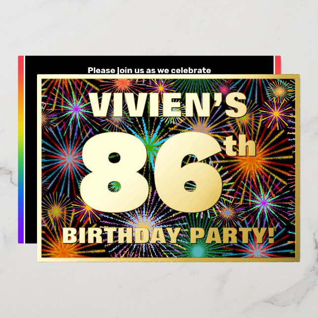 86th Birthday Party — Fun, Colourful Fireworks Loo (Front/Back)
