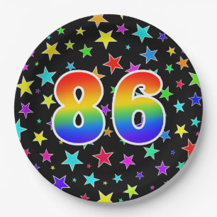 86th Event: Bold, Fun, Colourful Rainbow 86 Paper Plate