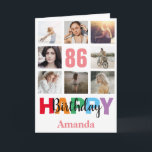 86th Happy Birthday Photo Collage Modern Pink Card<br><div class="desc">86th Happy Birthday Photo Collage Modern Pink Card with personalised name. For further customisation,  please click the "Customise it" button and use our design tool to modify this template.</div>