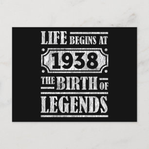 87 Year Old 1938 Birth Of Legend 87th Birthday Postcard