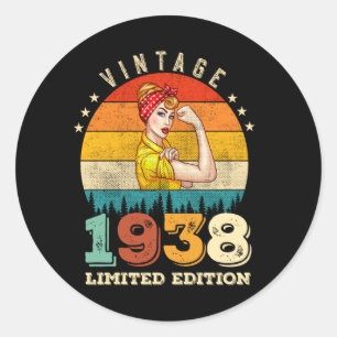 87 Year Old Bday 1938 Vintage 87th Birthday Women Classic Round Sticker