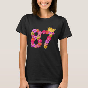 87 Year Old Birthday Women Flower Crown Its My 87t T-Shirt