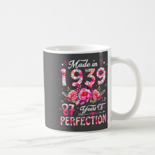 87 Year Old Made In 19&#  Floral 87th Birthday Wo Coffee Mug