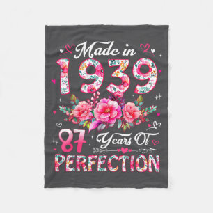 87 Year Old Made In 19&#  Floral 87th Birthday Wo Fleece Blanket